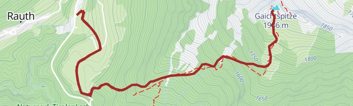 Route map: Gaichtspitze
